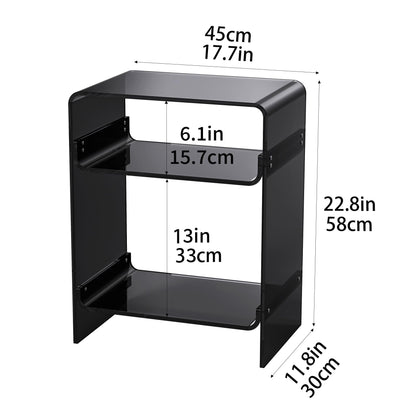 Acrylic Record Player Table with Storage Shelf, Clear Side Table, Nightstand (Black, 45×30×58 cm, Acrylic)