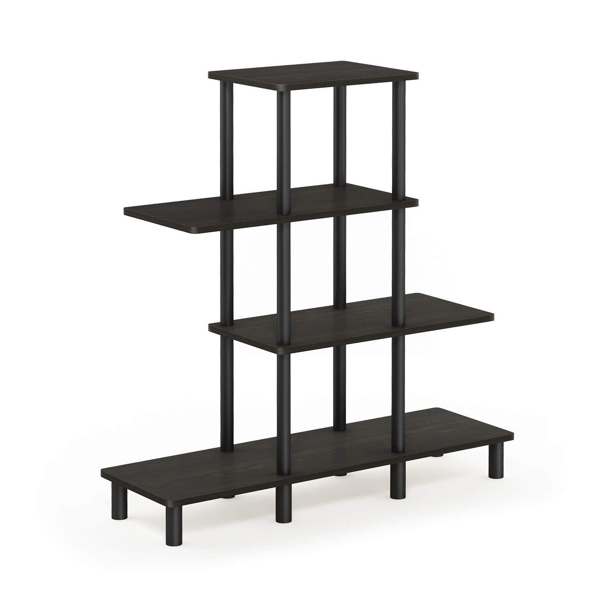 Furinno TURN-N-TUBE Storage Shelves, 4-Tier Ladder Book Shelf, Accent Display Shelf, Toolless Open Shelves, Round Tubes, for Organization and Storage