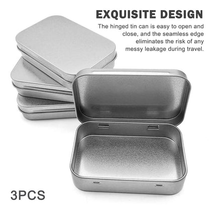 Metal Rectangular Hinged Tin Container with Lids, Mini Portable Storage Box, Small Metal Box for Candies Jewelry DIY Home Organizer (Silver,3 Pcs)