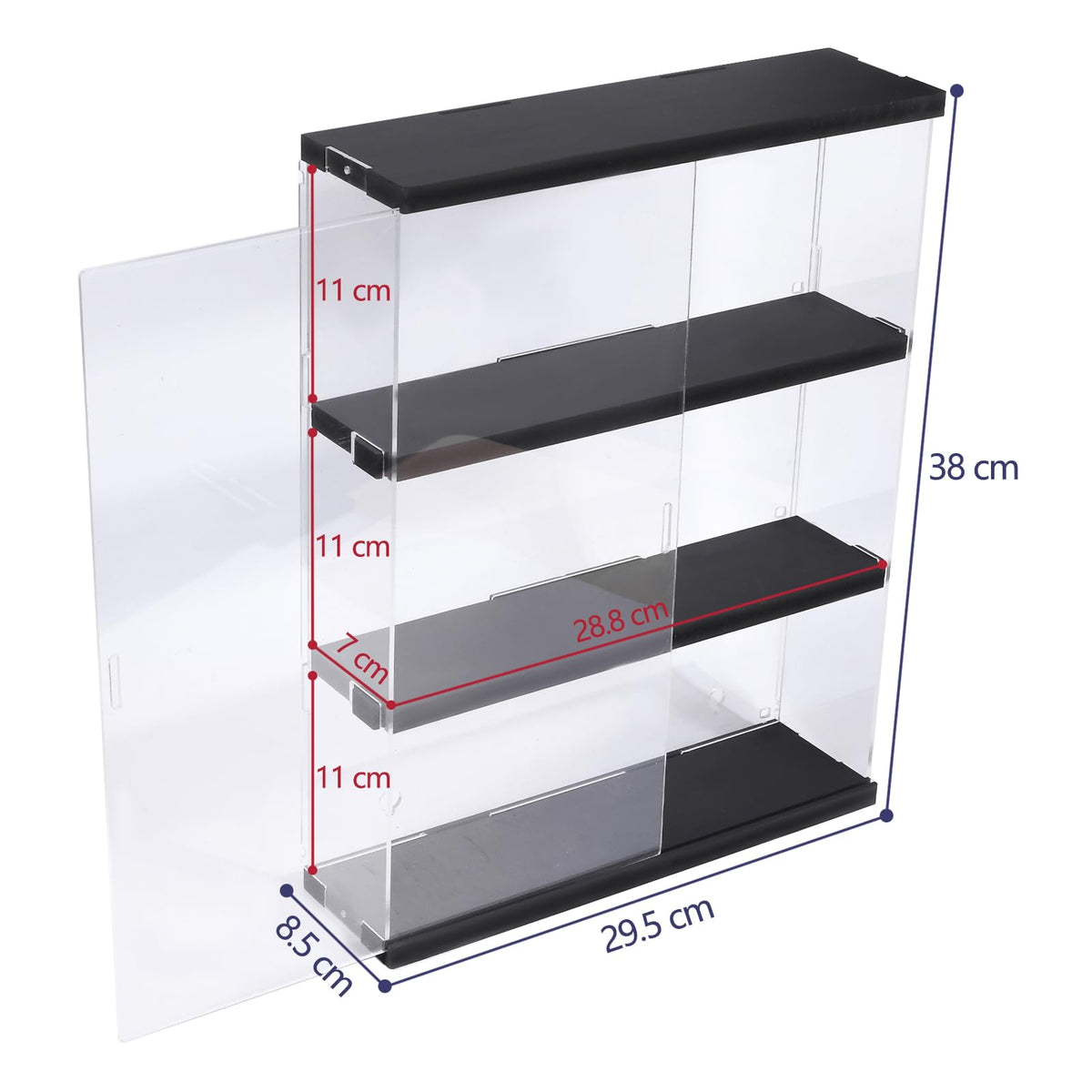 Nynelly 3 Shelf Clear Acrylic Display Case with Door - Wall Display Shelf for Models, Figures, Funko Pop, Pop Mart, Labubu, Sonny Angel, Smiski