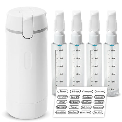 4 in 1 Travel Bottle Dispenser, Refillable Leakproof Mini Plastic Travel Containers for Toiletries