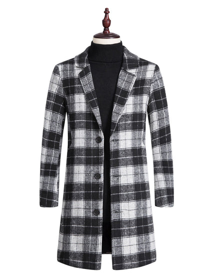 Men's Lapel Trench Coat Mid-length Woolen Coat