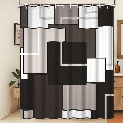 Xiaoterna Geometric Shower Curtain Abstract Black White Grey Bathroom Curtain Modern Simplicity Geometry Patchwork Waterproof Washable Shower Curtain