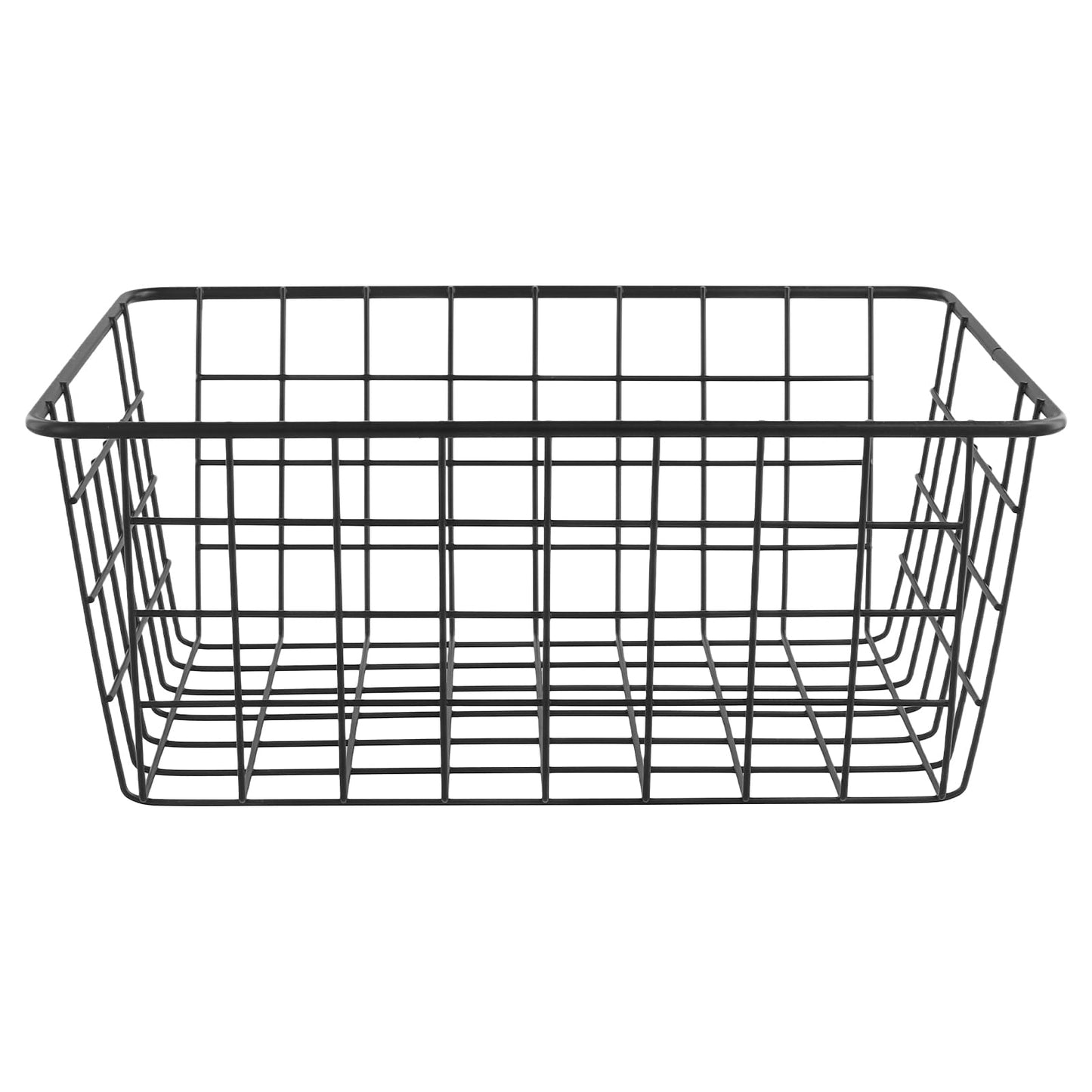 PINGEUI 2 Pack Metal Wire Storage Baskets, 28x22x12cm Black Wire Basket Freezer Storage Organizer Pantry with Handles for Kitchen Cabinet, Pantry