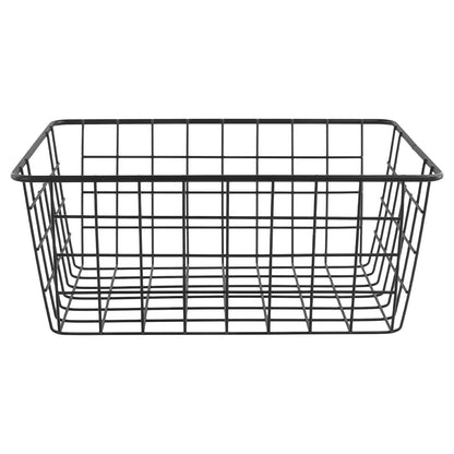PINGEUI 2 Pack Metal Wire Storage Baskets, 28x22x12cm Black Wire Basket Freezer Storage Organizer Pantry with Handles for Kitchen Cabinet, Pantry