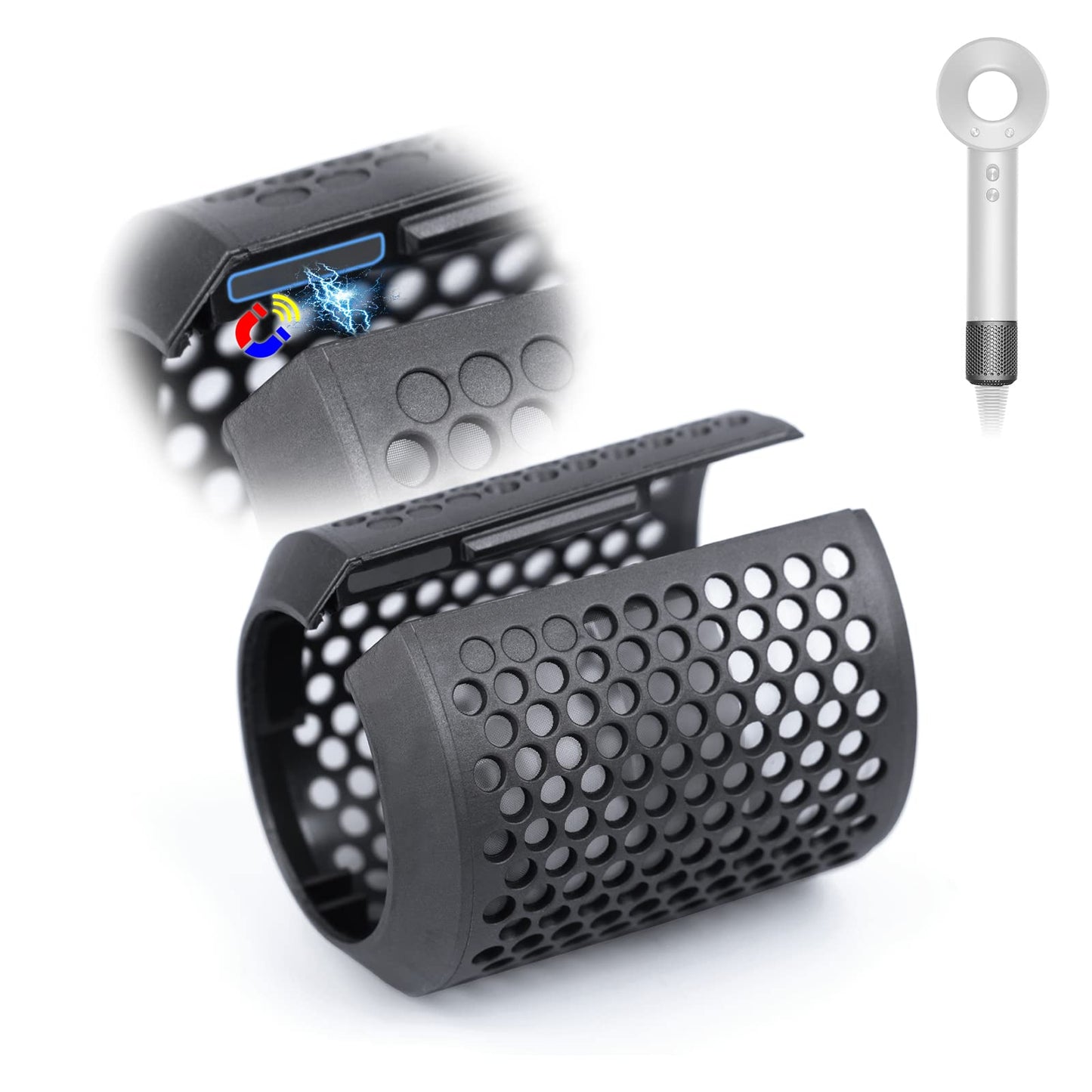 Magnetic Hair Dryer Filter Cover Compatible with Dyson Supersonic HD02 Models, Hair Dryer Outer Strainer Magnetic Filter Cage Accessories