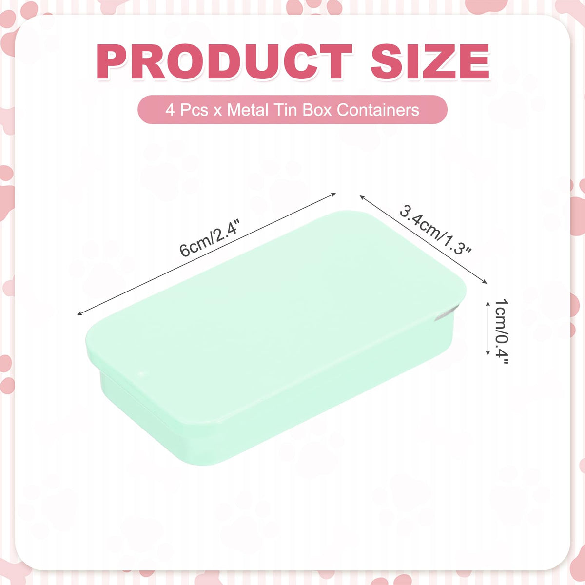 sourcing map 4 Pcs Metal Tin Box Container, 2.4x1.3x0.4 Slide Top Tin Containers Small Empty Rectangular Storage Box for Lip Balm Candies Jewelry