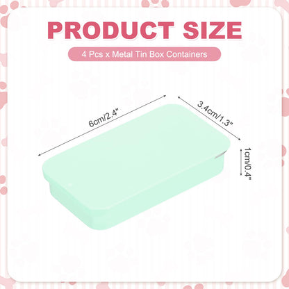 sourcing map 4 Pcs Metal Tin Box Container, 2.4x1.3x0.4 Slide Top Tin Containers Small Empty Rectangular Storage Box for Lip Balm Candies Jewelry