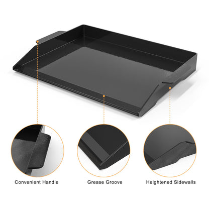 Onlyfire Enamelled Cast Iron BBQ Griddle Plancha Non-Stick Grill Plate with Extra High Sidewalls for All Gas Grills and Gas Hob