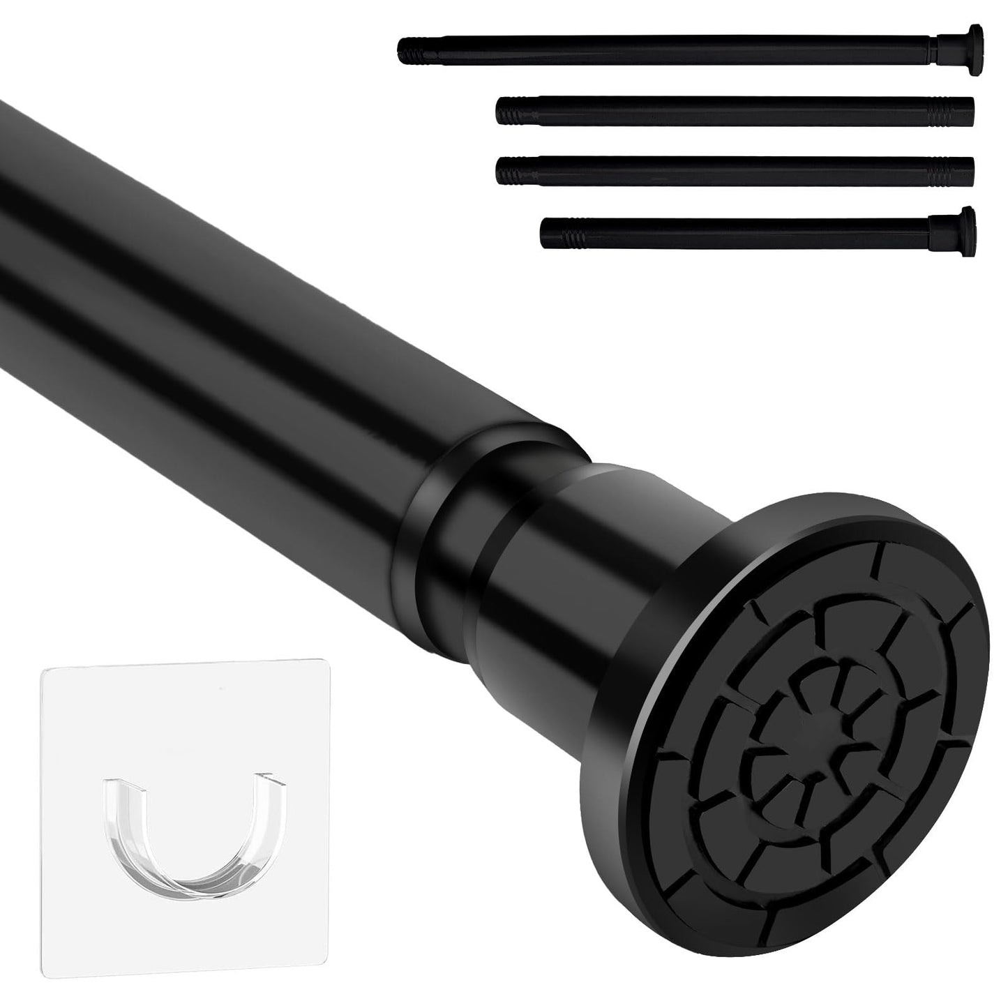 1 Piece Shower Rod Without Drill Stainless Steel Curtain Rod Holder Extendable Curtain Rod, 71-165cm Multifunction Clamping Curtain Rods Extendable