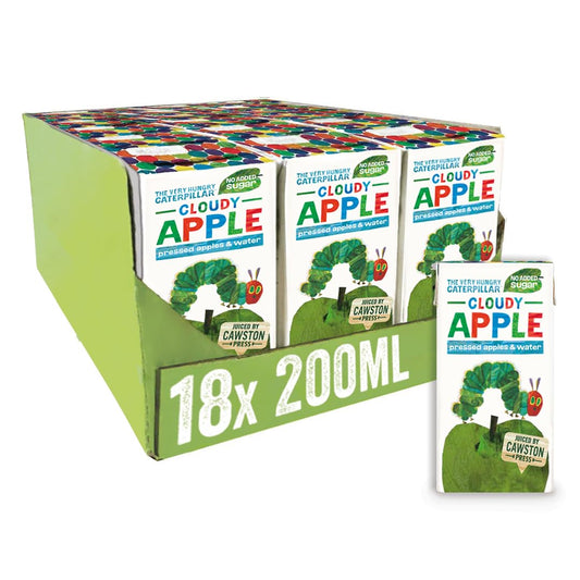 Cawston Press The Very Hungry Caterpillar Fruit Water Kids Drink | Pressed Apple Flavoured Water | 200ml x 18 Pack Apple Juice Cartons | School