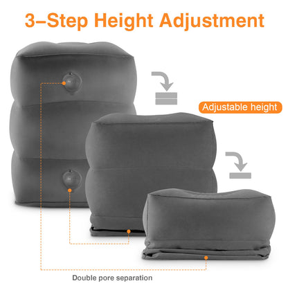 Maliton Inflatable Airplane Foot Rest with Pump Bag (Darkgrey, 1 Pack)