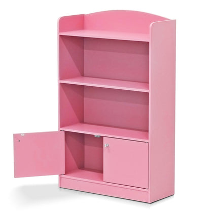 Furinno LOVA Book Shelf, Bookshelf with Storage Cabinet, Bookcase with Door, 11.8 x 23.6 x 37.3, for Living Reoom, Bedroom, Home Office, Pink