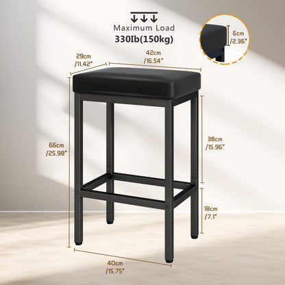 YMYNY 66cm Bar Stools Set of 4 - PU Leather Breakfast Bar Stools, HBS513B-2