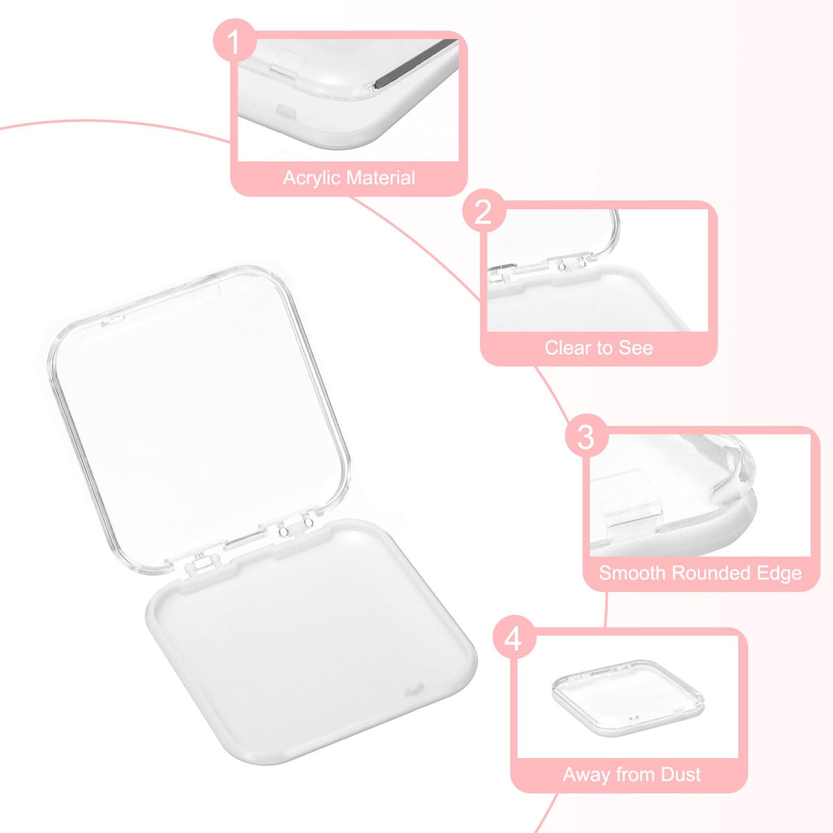 sourcing map 12 Pcs Press on Nail Storage Box with Adhesive Double Sided Tape, Acrylic Nail Display Box for Nail Salon Home Storage Supplies