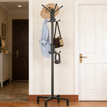 chunyangjingpin Coat Rack Stand with Adjustable Square Feet & Decorative Ball, 178 x 54 x 40cm Metal Coat Tree