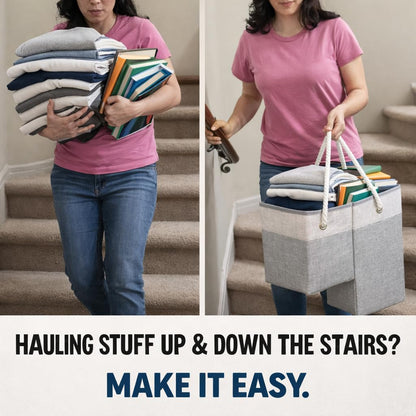 talisleskye Stair basket,Foldable staircase baskets,Stair basket for wooden and carpeted stairs,Step stairs storage baskets with handle.1pcs