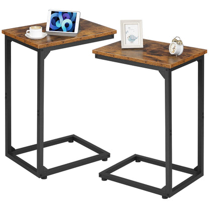 AMHANCIBLE C-Shaped Side Table, Side Table Living Room, Sofa Table Set of 2
