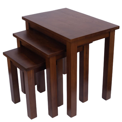 Kemtpase Oak 3 Nest of Tables, Solid Wooden Nesting Tables, Wooden Table Lamp, Plant Table, Multifunctional Nested Coffee Table