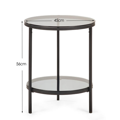 Julian Bowen Chicago End Table with Shelf, Smoked Glass - H55 x W45cm
