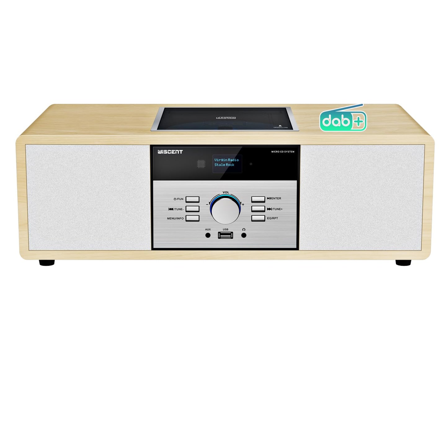 DAB Radio Stereo System, Vintage Wooden Hi-Fi Music System with CD Player, Bluetooth, DAB+/FM Radio, USB/AUX Input, Remote Control, Compact Radio &