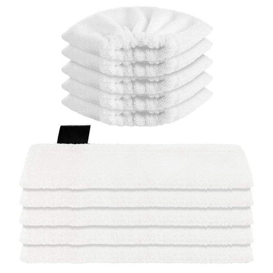 Sunnila 10 Microfibre Cloth Cover Pads Set Washable 5 Floor Nozzles + 5 Hand Nozzles for K?rcher EasyFix SC1, SC2, SC3, SC4, SC5 Steam Cleaners Pack