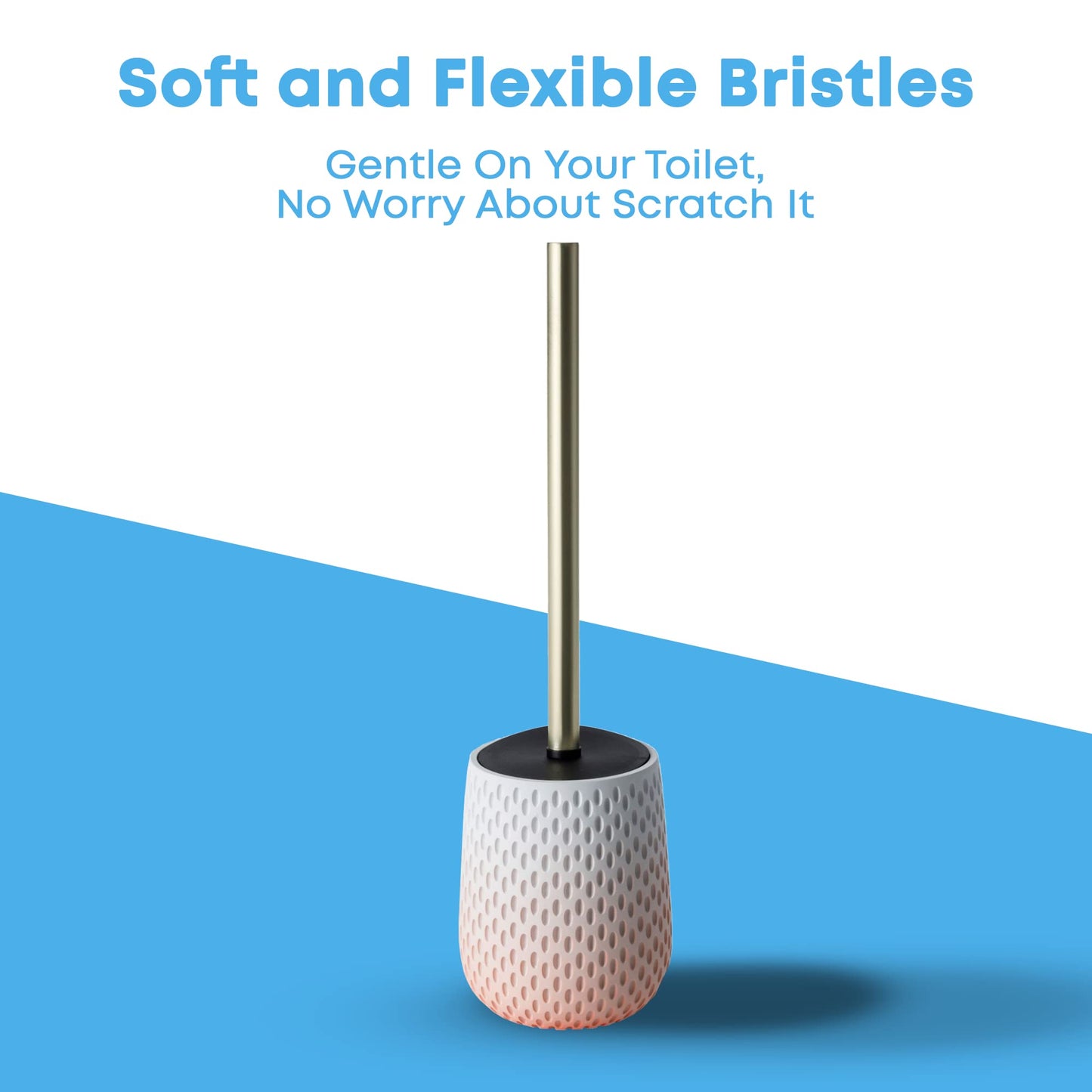 Blue Canyon Milano Pink Toilet Brush for Bathroom, Flexible Toilet Bowl Plastic Brush Head with Silicone Bristles for Deep Cleaning, Compact Size