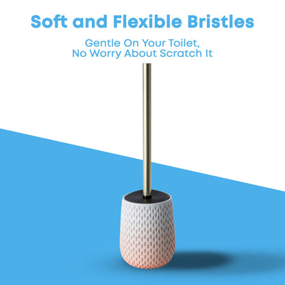 Blue Canyon Milano Pink Toilet Brush for Bathroom, Flexible Toilet Bowl Plastic Brush Head with Silicone Bristles for Deep Cleaning, Compact Size