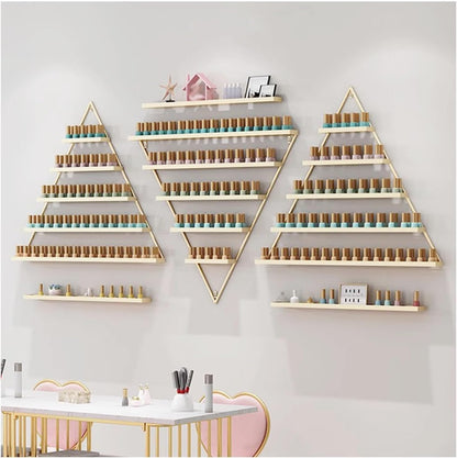 Nail Polish Rack Wall Mounted, 6 Sets Metal Essential Oil Holder,Gold