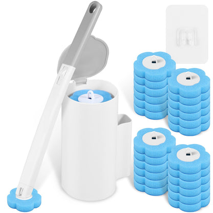 Toilet Wand Kit, Toilet Cleaner Brush with 24 Pcs Toilet Wand Replacement Heads, 360 Degree Cleaning Toilet Brush Cleaning Kit