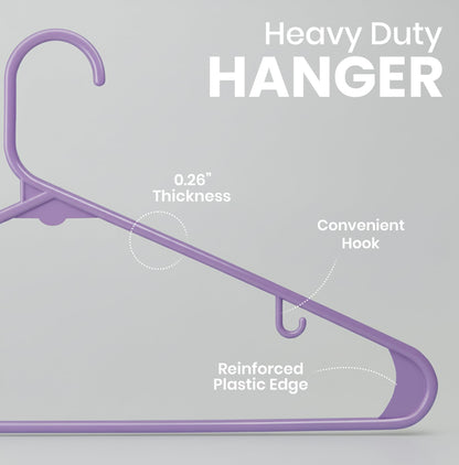 Utopia Home Plastic Hangers 50 Pack - Clothes Hanger with Hooks - Durable & Space Saving Coat Hanger - Heavy Duty Purple Hangers - Skirt Hangers