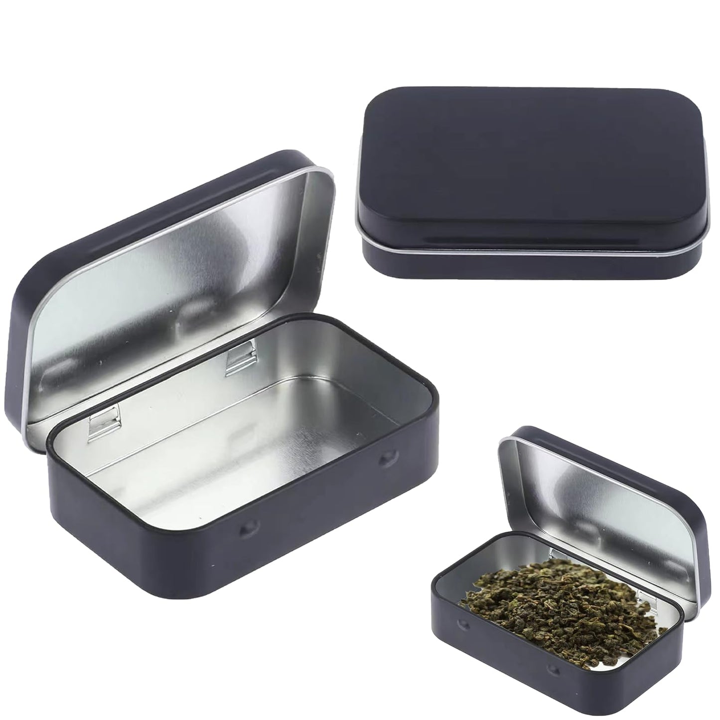 MEKEET Rectangular Small Metal Tins with Lids, Black, 1PCS