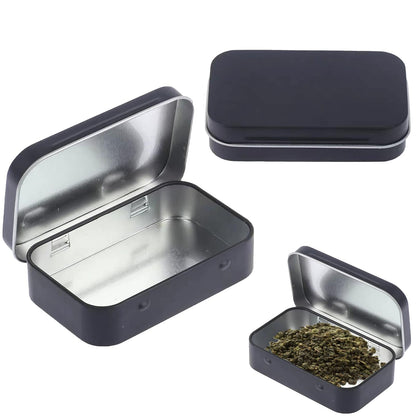 MEKEET Rectangular Small Metal Tins with Lids, Black, 1PCS