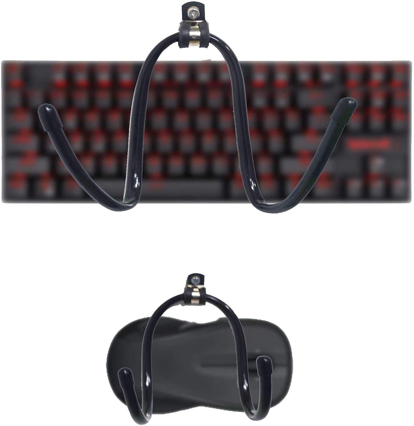 AUXPhome Pack of 2, Universal Keyboard and Mouse Organizer - Wall Mount Clip Hanger Display Storage Holder - No Falling