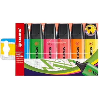 STABILO BOSS ORIGINAL - Highlighter - Pack of 6 - Assorted Colours