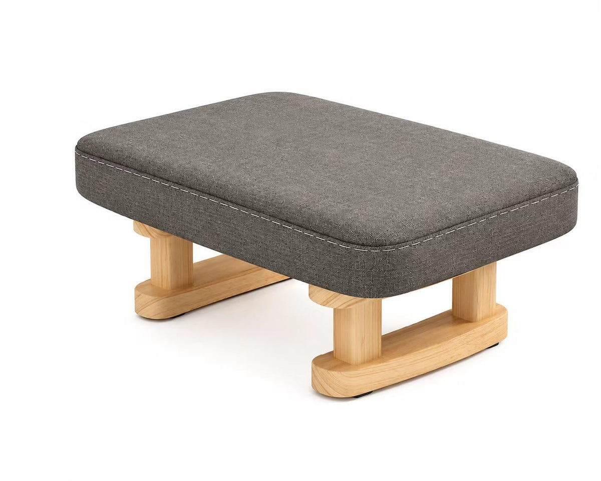 Small Footstool Ottoman, Removable Cover Fabric Foot Stool Rest with Wooden Legs and Non-Slip Soft Padding, Modern Footstools Step for Couch, Desk