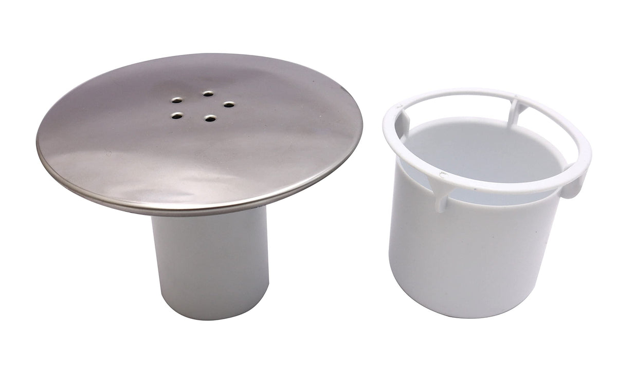 Shower Drain Cover, Waste Cap Tube/Cup Cubicle 90mm / 115mm Plug Hole Drain Replacement Easy Fit Chrome Finish Fast Flow Hair Trap Basket
