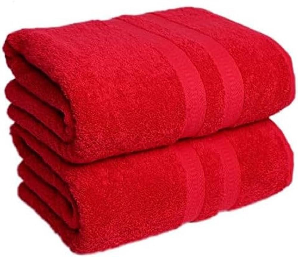 manucci EXTRA LARGE JUMBO BATH SHEETS 90 X 150CM 500GSM 100% EGYPTIAN COTTON TOWEL (Red, 2)