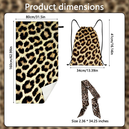Vexthorion Leopard Quick Dry Towel 160x80CM,Lightweight Towel for Swimming