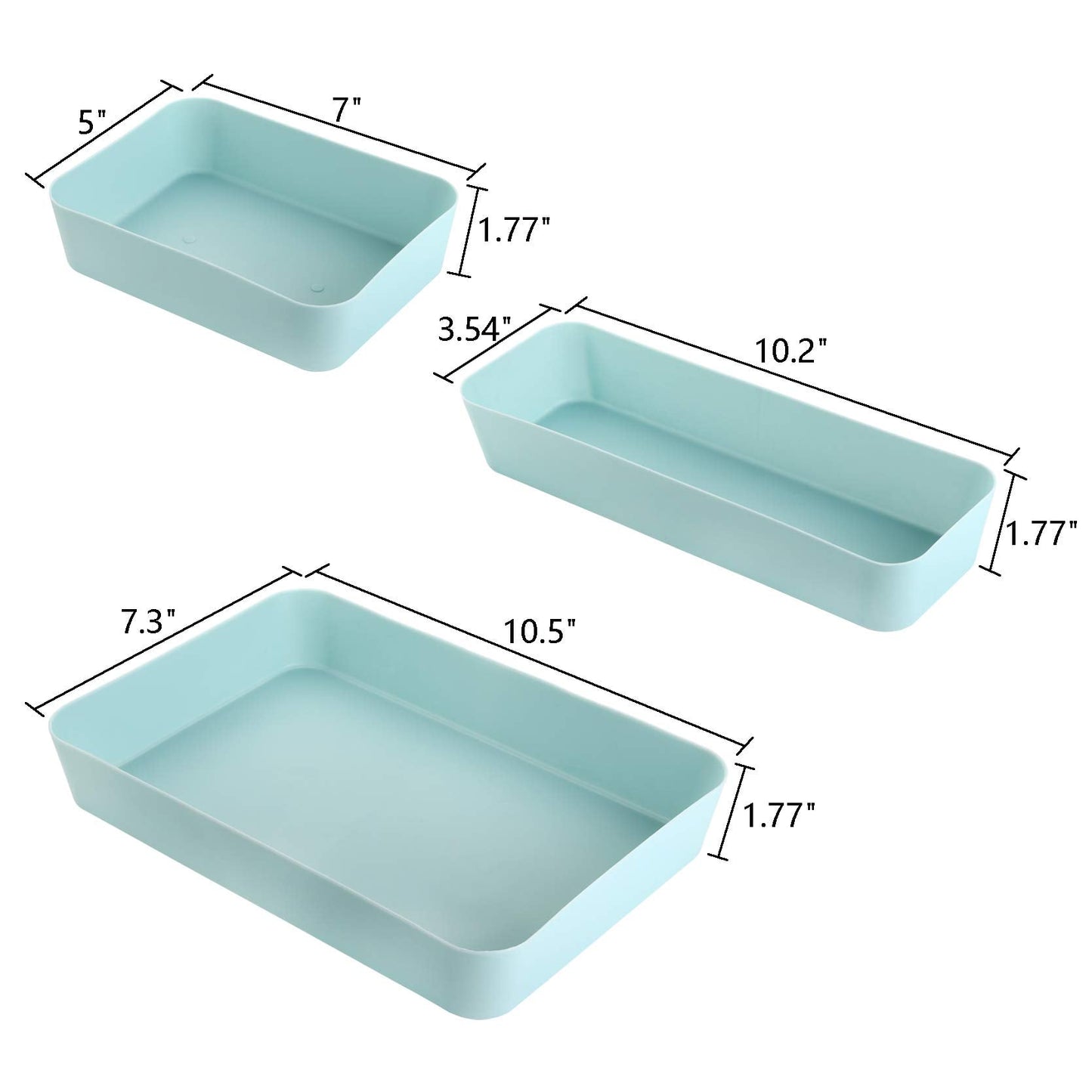 Suwimut 12 Pieces Plastic Drawer Organizer Set, 3 Size Desk Drawer Organizer Divider Trays for Makeup, Jewelry, Utensils, Gadgets