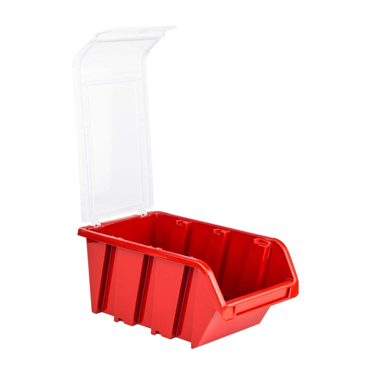 10 x Stacking Boxes with Lid, Workshop, Stacking Box, Sorting Box, 100 x 155 x 70 cm, Red, Stackable Plastic Storage Boxes