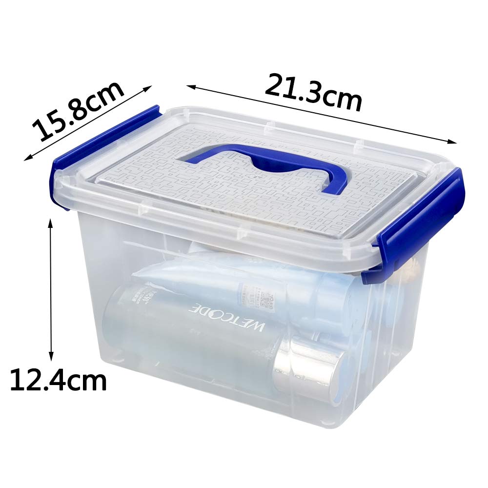 Xowine 3 L Clear Plastic Storage Box, Set of 6 Small Latching Box with Lid
