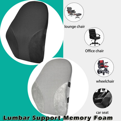 Lumbar Support Memory Foam Back Pain Back Support Office Chair, Car Seat, Gaming, Wheelchair, Travel Adjustable Dual Strap Removable Washable Cover
