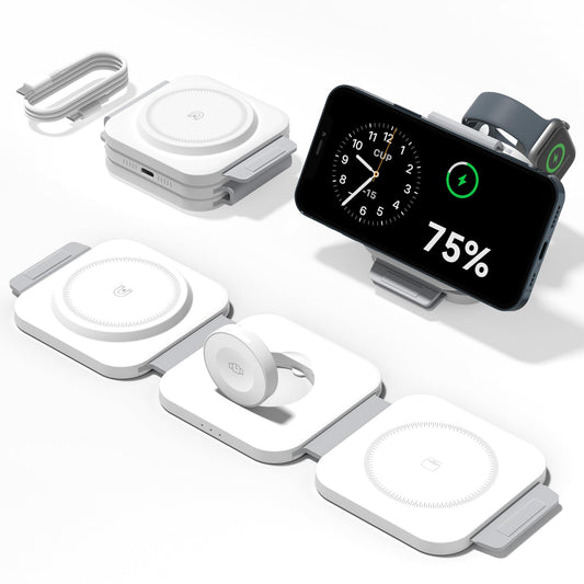 3 in 1 Wireless Charging Station for Apple Devices, Foldable Portable Fast for MagSafe Charger Stand Travel Magnetic Wireless Charging Dock for iPhone