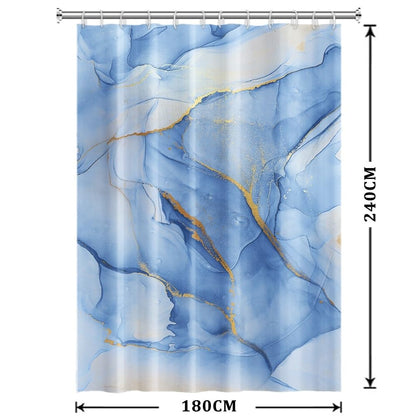 Xiaoterna 180x240cm Marble Shower Curtain White Grey Blue Gold Dots Waterproof Polyester Bathroom Curtain Luxury Modern Aesthetic Artistic Washable