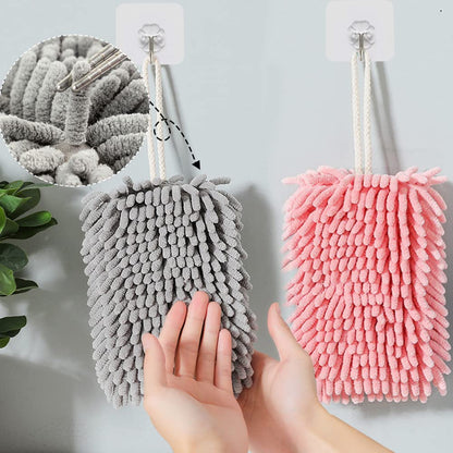 Cosysparks Microfibre Hand Towels, Soft & Plush Small Hand Towel Quick-Drying Super Absorbent Chenille Hand Towels with Hanging Loop for Kitchen and