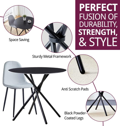 Hallowood Furniture Cullompton 90cm Round Dining Table and Chairs Set 2