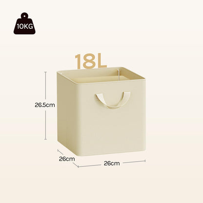 WOLTU Storage Boxes Set of 3, Storage Baskets, Folding Wardrobe Cube Boxes, with Handle and Metal Frame, for Living Room/Bedroom/Study, Linen