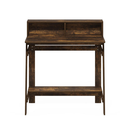 Furinno SIMPLISTIC Desk, Gaming Desk with Monitor Stand, A Frame Computer Desk, Office Desk for Home Office, Bedroom, Study Room, Dorm, Amber Pine