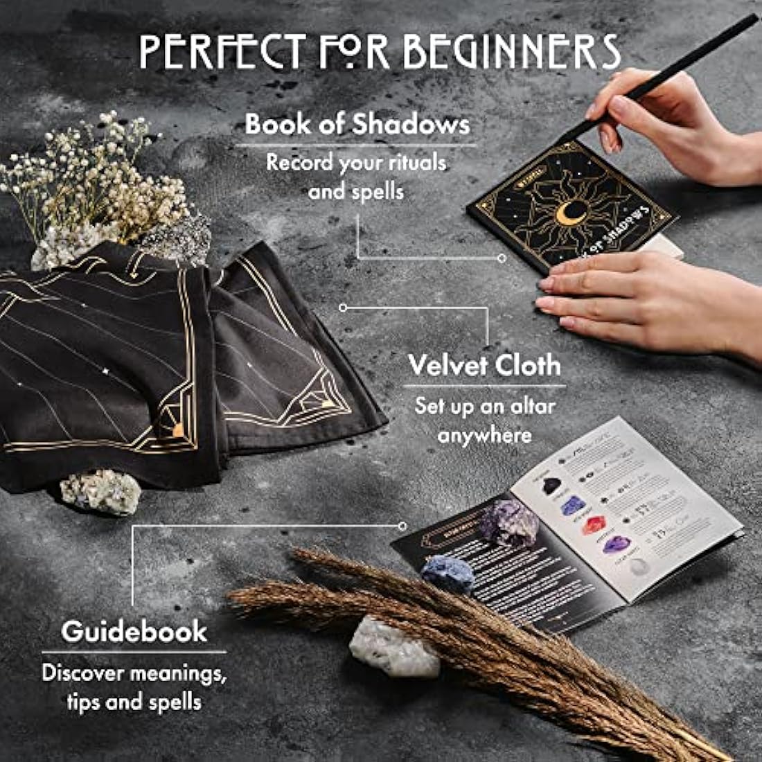 Large Witchcraft Kit 65 PCS - Witch Altar Starter Kit - Wiccan Supplies and Tools - Witchcraft Supplies Kit - Witch Set for Beginners Witchcraft Kit for Beginners - Witch Starter Kit Spell Kit